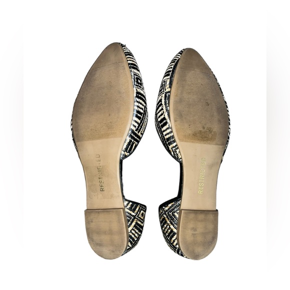 Restricted Black & Tan Woven Pointed Toe Boho Flats Size 6.5 - Picture 4 of 5